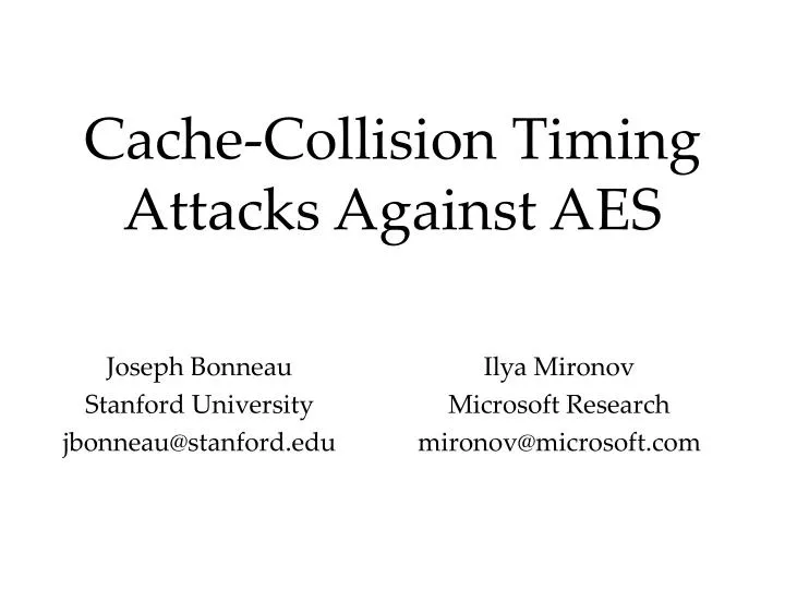 cache collision timing attacks against aes