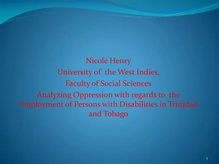 disability and unemployment in trinidad and tobago