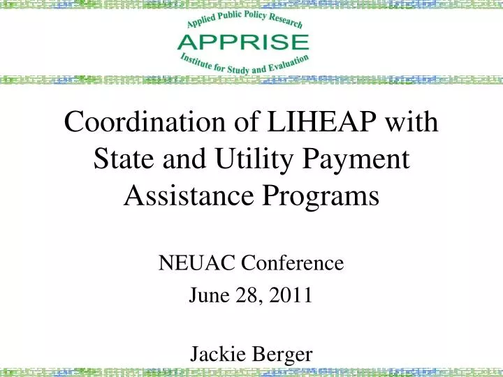 coordination of liheap with state and utility payment assistance programs