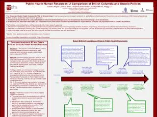 Public Health Human Resources: A Comparison of British Columbia and Ontario Policies