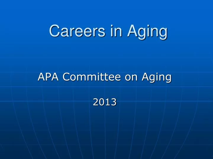 careers in aging