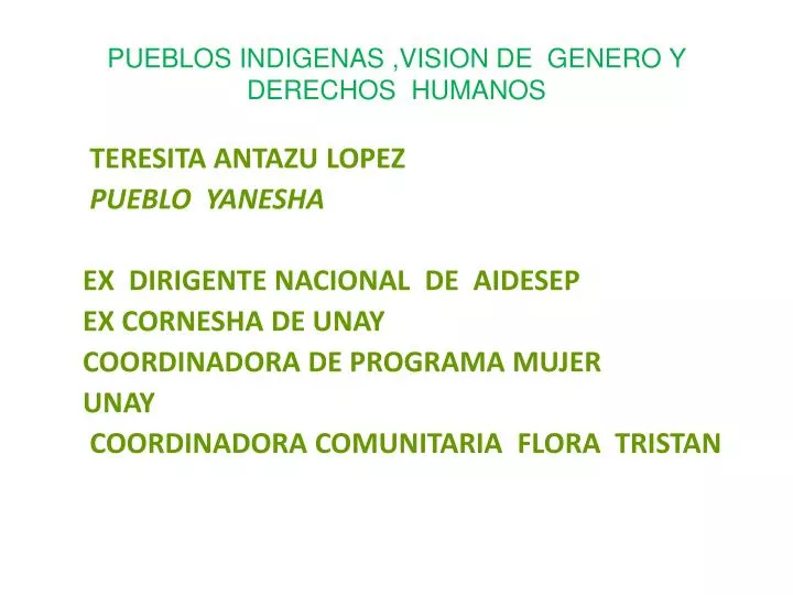 pueblos indigenas vision de genero y derechos humanos