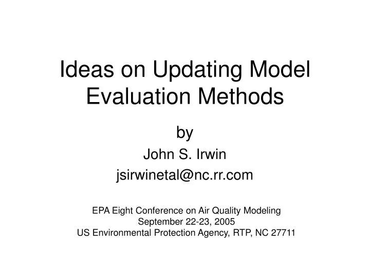 ideas on updating model evaluation methods