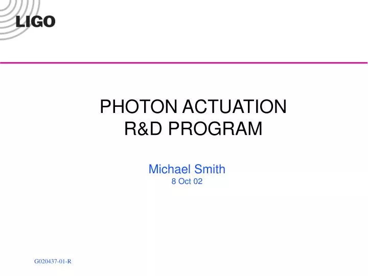 photon actuation r d program