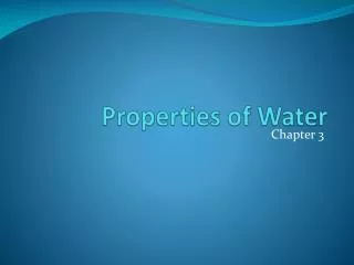 Properties of Water