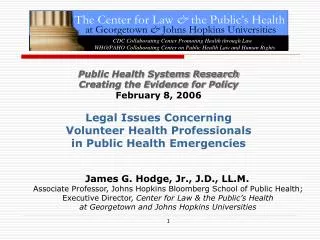 Public Health Systems Research Creating the Evidence for Policy February 8, 2006