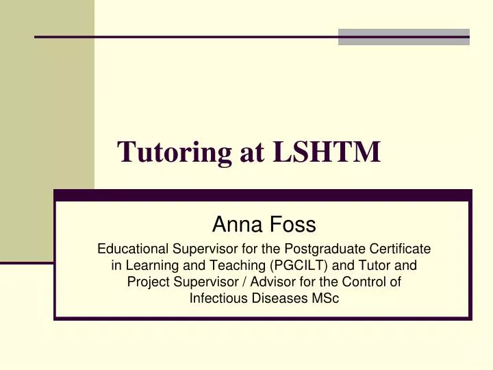 tutoring at lshtm