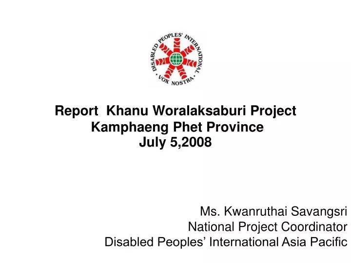report khanu woralaksaburi project kamphaeng phet province july 5 2008