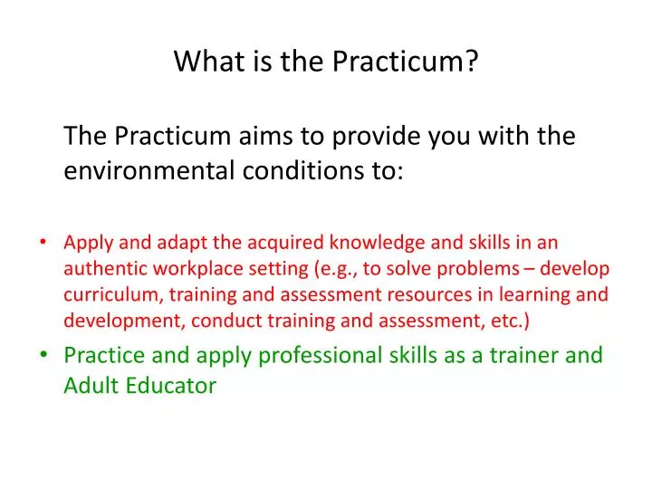 what is the practicum