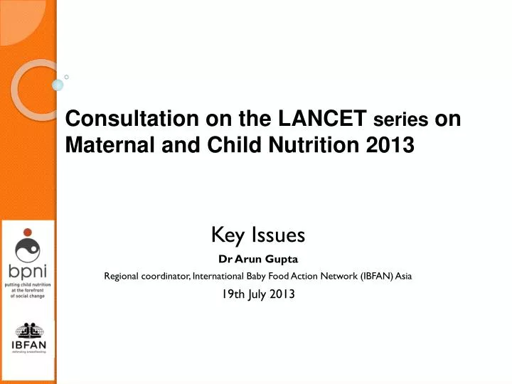 consultation on the lancet series on maternal and child nutrition 2013