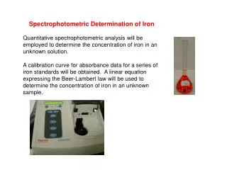 Spectrophotometric Determination of Iron