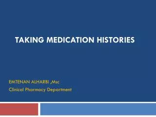 Taking Medication Histories
