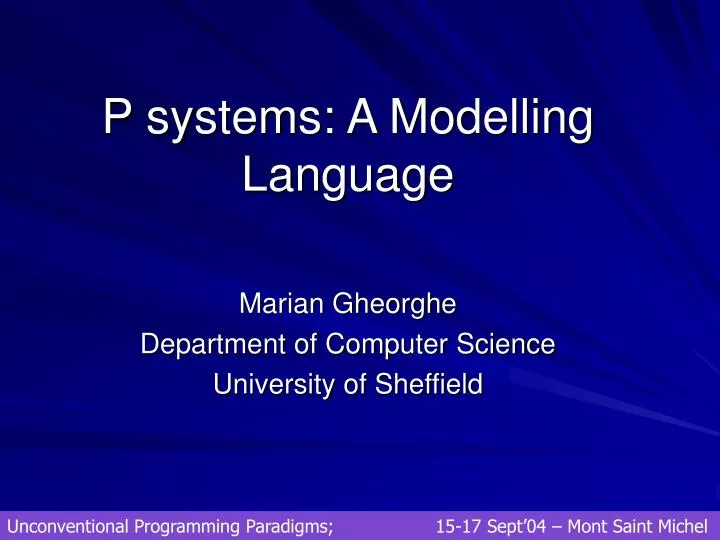 p systems a modelling language