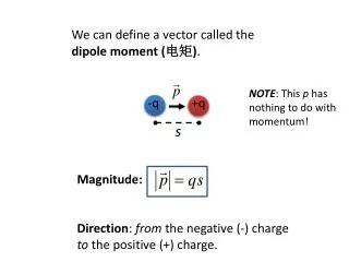 We can define a vector called the dipole moment ( ?? ) .