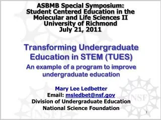 Transforming Undergraduate Education in STEM (TUES)