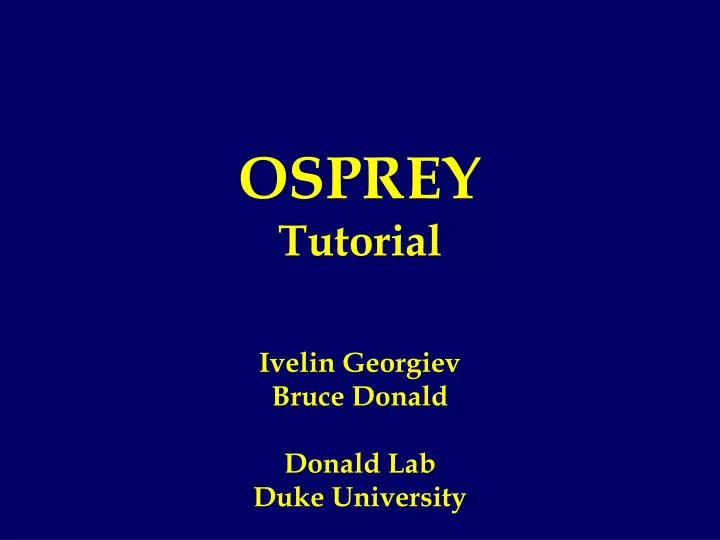 osprey tutorial