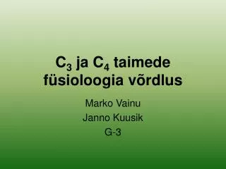 c 3 ja c 4 taimede f sioloo gia v rdlus