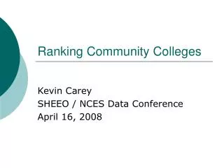 Ranking Community Colleges