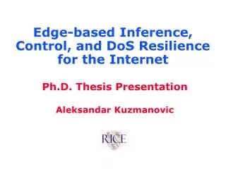 Edge-based Inference, Control, and DoS Resilience for the Internet