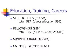 Education, Training, Careers