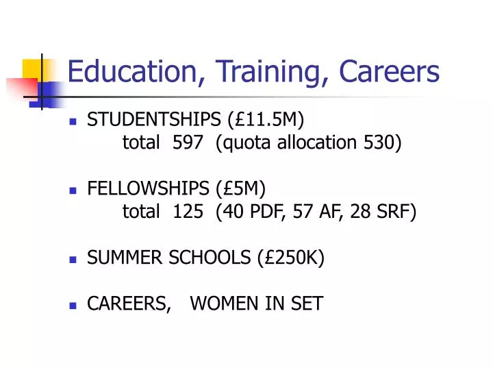 education training careers