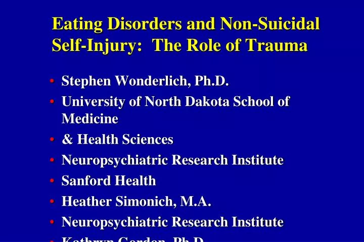 eating disorders and non suicidal self injury the role of trauma
