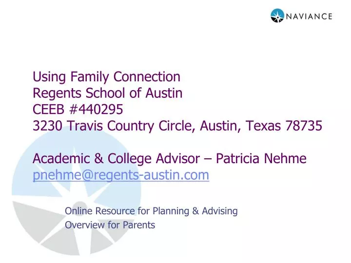 online resource for planning advising overview for parents