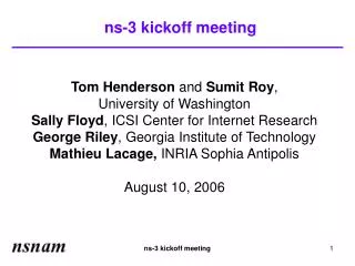 ns-3 kickoff meeting