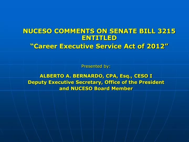 nuceso comments on senate bill 3215 entitled career executive service act of 2012