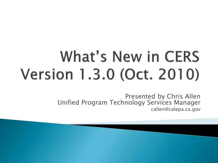 what s new in cers version 1 3 0 oct 2010