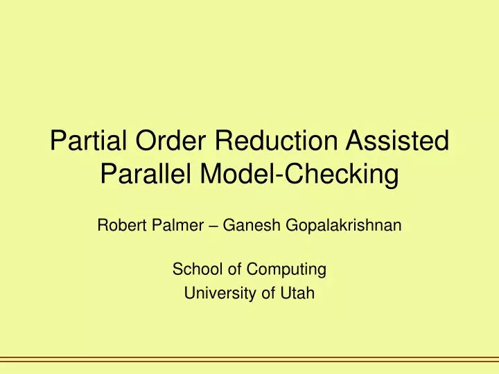 partial order reduction assisted parallel model checking