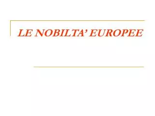 le nobilta europee
