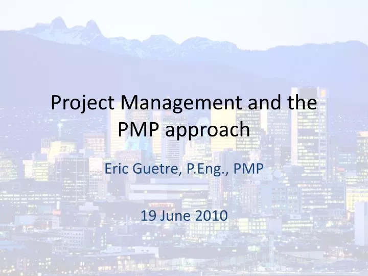 project management and the pmp approach