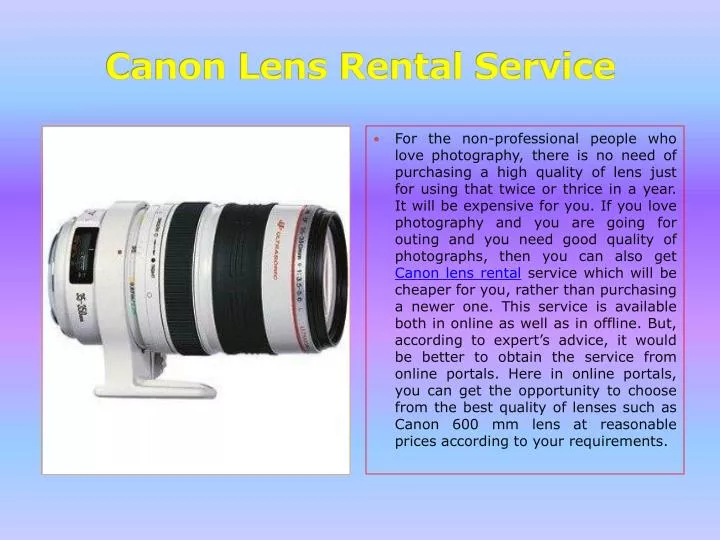 canon lens rental service