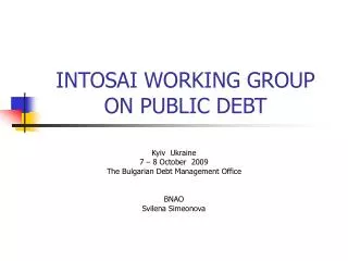 INTOSAI WORKING GROUP ON PUBLIC DEBT