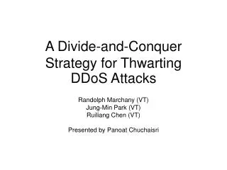 A Divide-and-Conquer Strategy for Thwarting DDoS Attacks