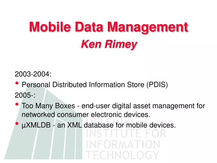 mobile data management ken rimey