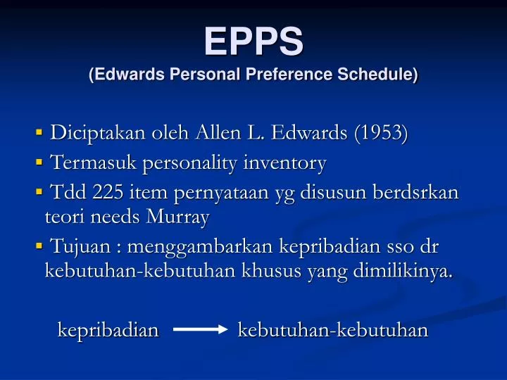 epps edwards personal preference schedule