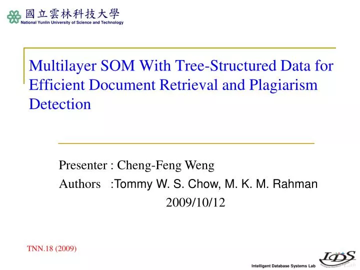 multilayer som with tree structured data for efficient document retrieval and plagiarism detection