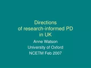 Directions of research-informed PD in UK