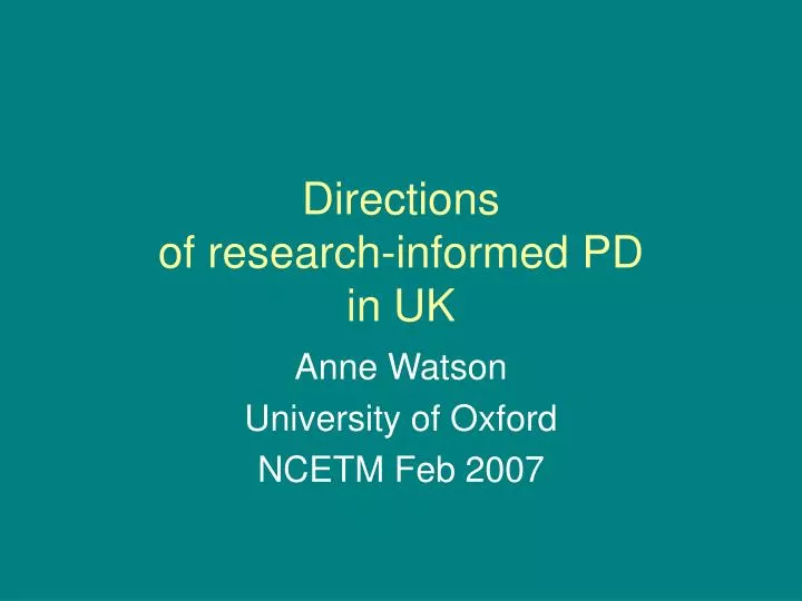directions of research informed pd in uk