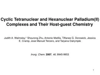 Cyclic Tetranuclear and Hexanuclear Palladium(II) Complexes and Their Host-guest Chemistry