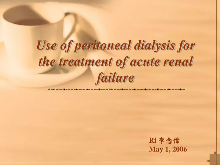 use of peritoneal dialysis for the treatment of acute renal failure