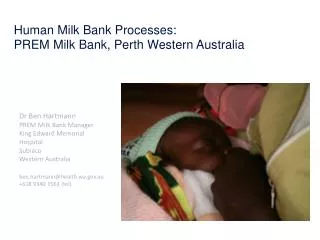 Human Milk Bank Processes: PREM Milk Bank, Perth Western Australia