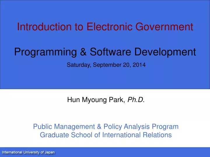 introduction to electronic government programming software development saturday september 20 2014