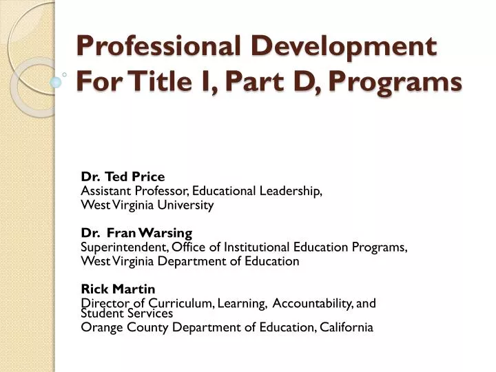 professional development for title i part d programs