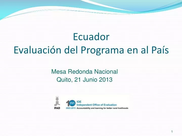 ecuador evaluaci n del programa en al pa s