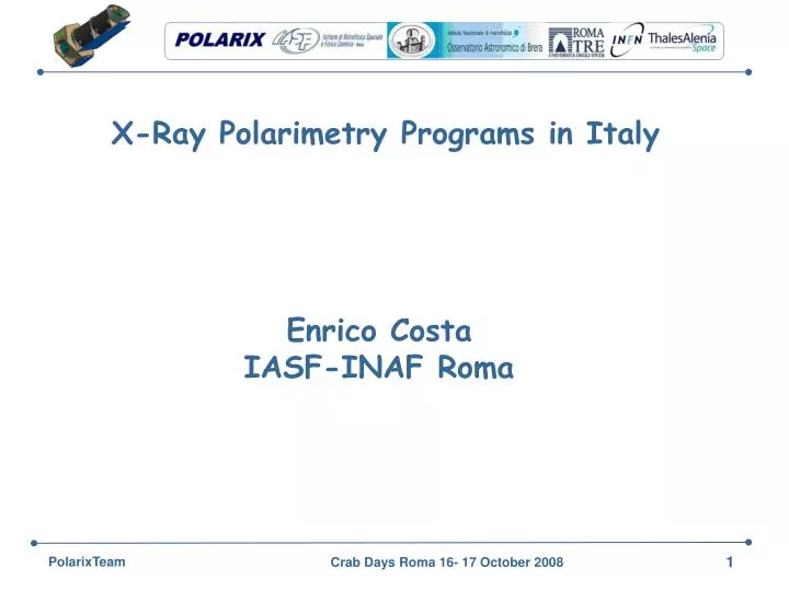 x ray polarimetry programs in italy