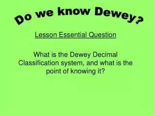 Lesson Essential Question