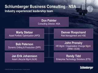 Schlumberger Business Consulting - NSA Industry experienced leadership team